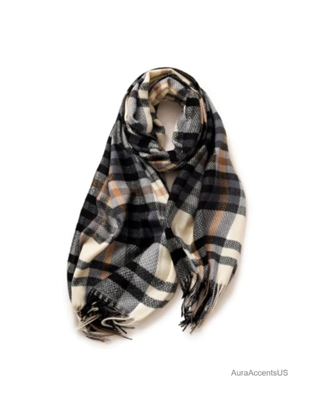 Women's Plaid Cashmere Feel Scarf Shawl Wrap Winter Soft Long Tassel
